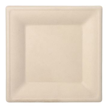 Assiettes en canne à sucre "pure" rectangulaire 26 cm x 26 cm naturel