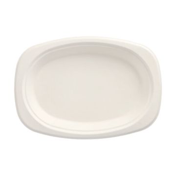 Assiettes en canne à sucre "pure" ovale 23 cm x 16 cm x 2 cm blanc