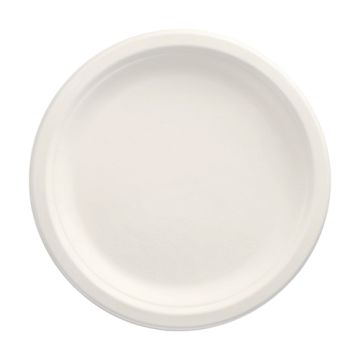 Assiettes en canne à sucre "pure" sans compartiments Ø 23 cm · 2 cm blanc