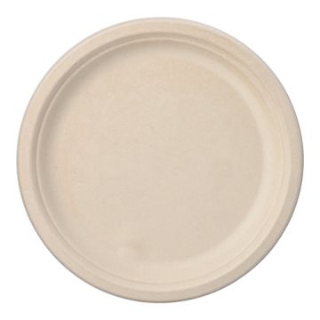 Assiettes en canne à sucre "pure" sans compartiments Ø 26 cm · 2 cm naturel
