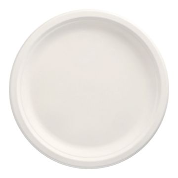 Assiettes en canne à sucre "pure" sans compartiments Ø 26 cm · 2 cm blanc