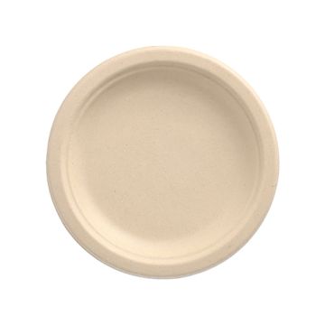 Assiettes en canne à sucre "pure" sans compartiments Ø 15 cm · 2 cm naturel